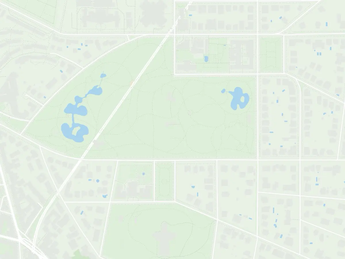 Mapa de Währing, en Viena, con un paseo de ejemplo por el parque Türkenschanz. El inicio y el final aparecen punteados: esos metros los oculta barnaby.